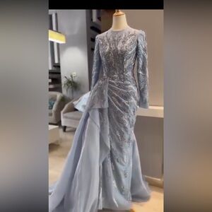 Elegant Blue Evening Gown. Custom dress, worn once. Size 4-6.
